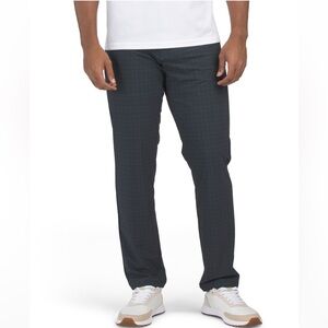 RHONE Men's Charcoal Plaid Dress Pants